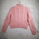 Lucky Brand  S Pink Cable Knit Quarter Zip Cropped Pullover Sweater Cottagecore Photo 3