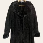 Marvin Richards Vintage Suede Leather Faux Black Long Shearling Coat Size M Photo 3