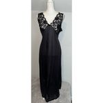 Frederick's of Hollywood Old Hollywood Super dainty Vintage Black Nylon Maxi Gown. Sz large Photo 3