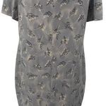 Vintage 90s Liz Claiborne Silk Mini Shift Dress Floral Print Light Gray 14 Large Photo 1