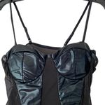 Miss Circle Sheer Mesh Wet Look Faux Leather Underwire Bodysuit Onepiece NWTs Black Size M Photo 1