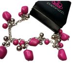 Paparazzi Mountain Mamba Stone Beads Dangle Bracelet Pink & Silver Beaded New Photo 3
