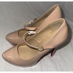 Nude High Heel Platform Shoes Womens Size 9.5 Wedding Prom Faux Patent Leather Tan Photo 0