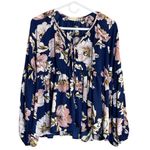 Altar'd State  Navy & Pink Floral Oversized Blousy Top Photo 1