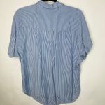 H&M Blue Vertical Pin Stripe Blouse Flowy Oversized Sz 4 Photo 5