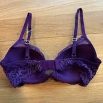 Natori  Bra Feathers Plunge Purple Lace Balconette NWOT 34DD Photo 2