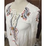 Lulus DRESS my bell-loved ivory embroidered Mini dress Tunic Lace Up Neckline S Photo 8