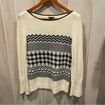 Talbots Cute creamy chevron metallic wool blend flare sleeve sweater boat neck Photo 4