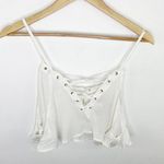 LF  Native Rose White Woven Lace-Up Spaghetti Strap Crop Top Women's Size 10 NWT Photo 0