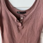 ZARA Women’s Button Snap Bodycon Ribbed Tank Mini Dress Size Small Photo 1