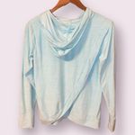 Runway Velour Pullover Hoodie Sweatshirt in Light Teal Photo 5