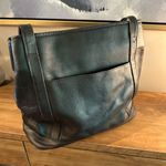 Vintage Coach Style Black Leather Shoulder Bag Magnetic Closures Photo 0