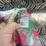 Pink Blush Jodifl Multi-Color Satin Smocked V-Neck Maternity Dress Large Photo 7