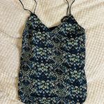 Silence + Noise XS Blue Floral Polyester Spaghetti Strap Top Photo 0