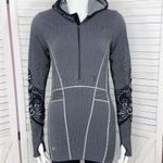 Athleta Twist Printed Seamless Compression Half Zip Hooded Top Grey Black Medium Photo 0