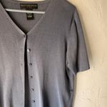 Geoffrey Beene  Sweater Vintage Large‎ Gray Silk Cotton Button Up Top Academia Photo 1