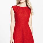 French Connection Lace Fit & Flare Dress Womens 6 Red Mini Sleeveless Classy Photo 1