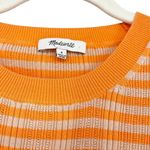 Madewell Ringer Sweater Tee in Neon Stripe Muted Shell Orange Size Small Photo 3