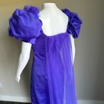Vintage 90’s Satin Puff Sleeve Toile Purple Evening Gown With Back Slit Photo 6