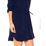 Cloth & Stone ANTHROPOLOGIE Navy Button Down Shirt Dress Casual Size Large Tunic Photo 0