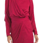 Ronny Kobo Shanaya Draped Dress with Cape Burgundy Cherry Red Size S Photo 0
