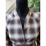 Signature by Larry Levine Jacket Womens Small Purple Plaid 3/4 Sleeve Tie Belted Photo 11