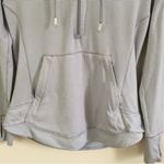 Athleta Grey Half Zip Striped Drawstring Hoodie Sweatshirt Photo 3