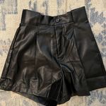 ASOS Black Leather Crocodile Pleated Shorts Photo 0