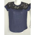 ZARA  W&B Collection Laced Shoulder Navy & White Black Striped Bundle Top Small Photo 1