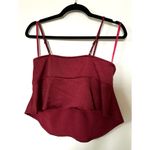 VICI Gratitude Satin Crop Babydoll Tank in Wine Photo 7