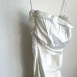 Lovers + Friends Revolve White Satin Ruched Midi Dress Photo 10