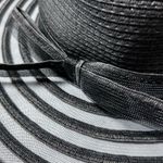 Black Striped Woven Straw Floppy Hat Photo 3