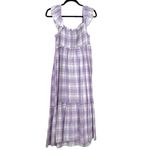 Main Strip Smocked upper bodice linen type woven material large print gingham plaid Photo 3