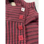 Habitat Sweater Womens Small Red Black Button Knit Vest Asymmetric Artsy Top Photo 4