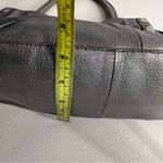 B. Makowsky Pewter Silver Metallic Leather Bag Purse Satchel Handles Photo 4