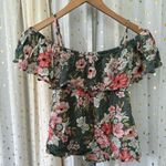 Billabong  Summer Sunsets Crinkle Floral Ruffle Off Shoulder Blouse Top M Photo 2