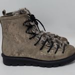 Seychelles Seychelle Gold Metallic Resource Faux Fur Suede Lace Up Combat Snow Boots Size 9 Photo 0