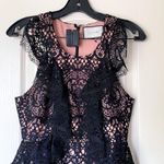 Alexis Dress Narasse Lace Sheath Ruffle Racerback Midi Wedding Black S NWT Photo 6