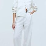 Madewell The Harlow Wide-Leg Pant in 100% Linen Eyelet White Size 10 NWT Summer Photo 8