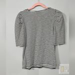 Who What Wear  Black and White Puff Fitted 3/4 Sleeve T-Shirt Photo 3