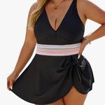 Bmjl. Womens Plus Size One Piece Swimsuits Tummy Control Bathing Suits Color Block V Neck Swim Dress Swim Suit Photo 1