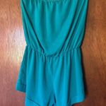 Gracia Garcia blue peacock feather bow strapless romper size L Photo 6