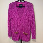 Le Superbe Silk Cashmere Cardigan Sweater Fuchsia Purple Size Small‎ Photo 2