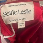 Selfie Leslie NWT  Red Mini Aphrodite Molded Bust Embroidered Wrap Dress Large Photo 4