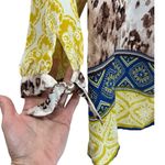 Fig and Flower‎ Boho Mixed Animal Print Blouse Top Size Medium Bohemian Peasant Yellow Photo 5