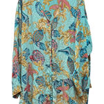 Victoria's Secret Vintage gold label  Silk Robe Seashells Print Aqua Blue L *read Photo 0