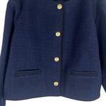J.Crew  Tweed Wool Blend Bomber Lady Jacket Navy Gold Button Size 20 Photo 6