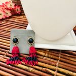 Talbots Red Seed Bead Choker & Tassel Earrings NWT Photo 1