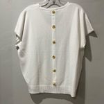 Rachel Zoe NEW  short sleeve sweater top Shirt White Size Large V Neck Buttons Photo 4