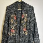 Aratta Silent Journey Lady May Long Open Cardigan Sweater Embroidered Sequin S Black Photo 2